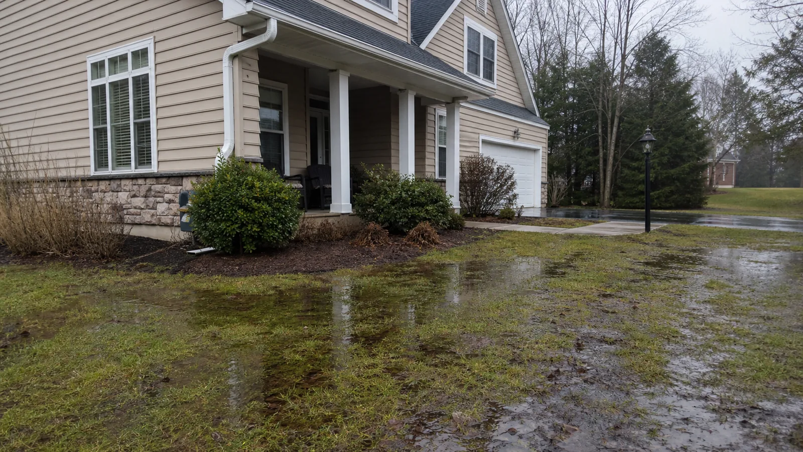 Representative flooded backyard before drainage improvements
